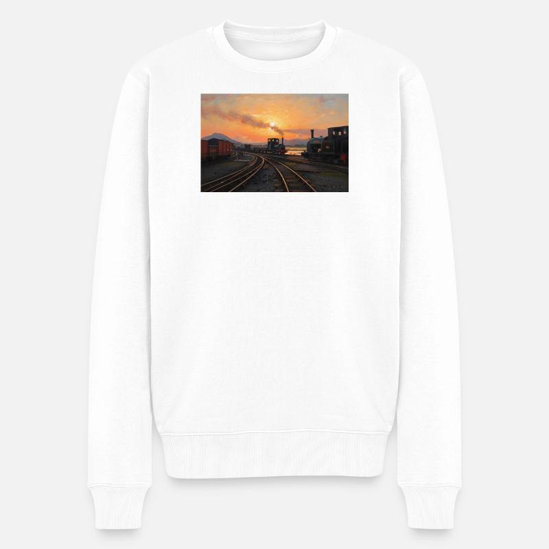 Ffestiniog Sonnenuntergang - Männer Premium Bio Pullover - Weiß