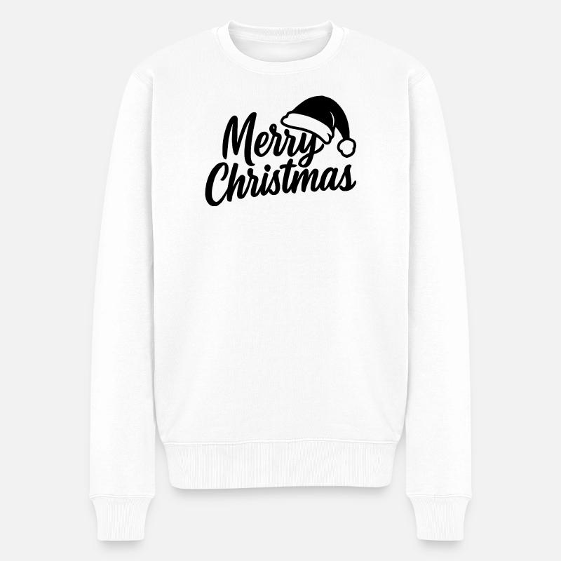 Merry Christmas mit Weihnachtsmütze - Männer Premium Bio Pullover - Weiß