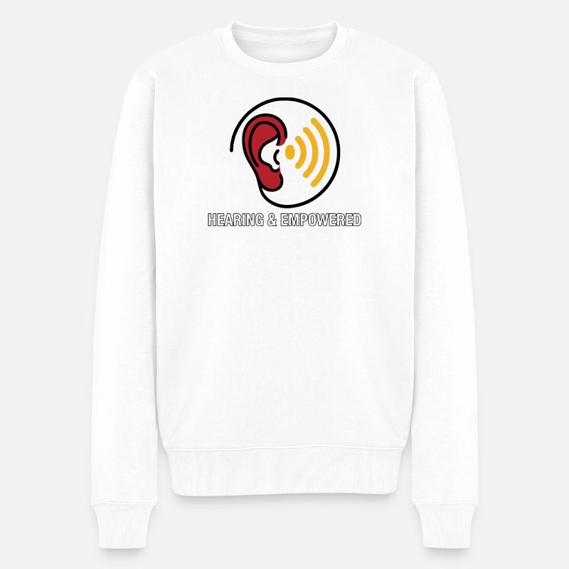 Ohr und Hörgerät - Männer Premium Bio Pullover - Weiß