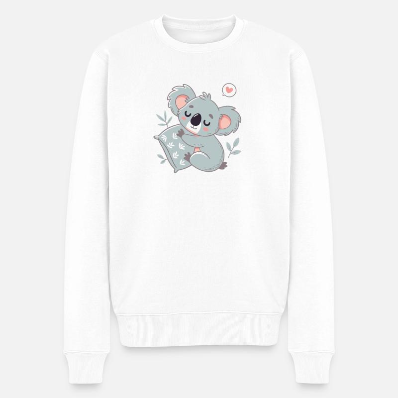Koala Doux Lecture et Câlin - Pull Premium bio Homme - blanc
