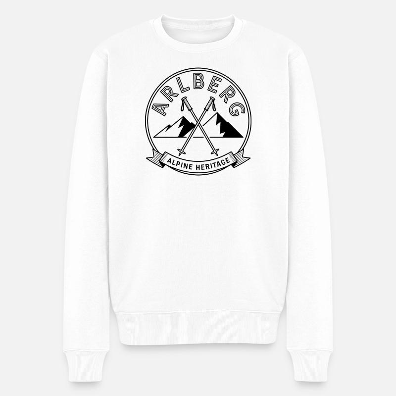 Arlberg - Souvenir Design - Männer Premium Bio Pullover - Weiß