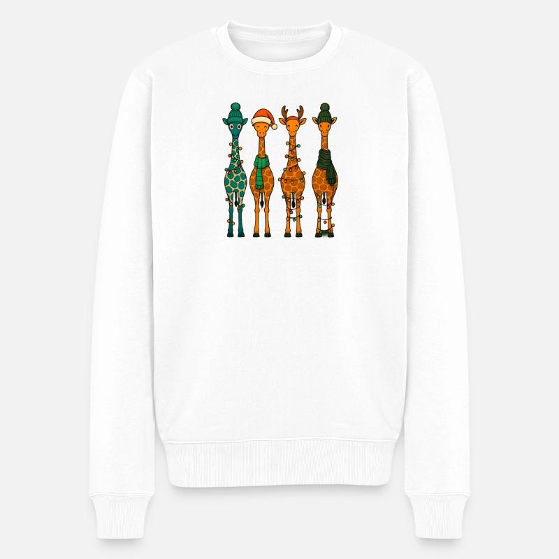 Giraffe Quartett Gemütliches Winterweihnachten - Männer Premium Bio Pullover - Weiß