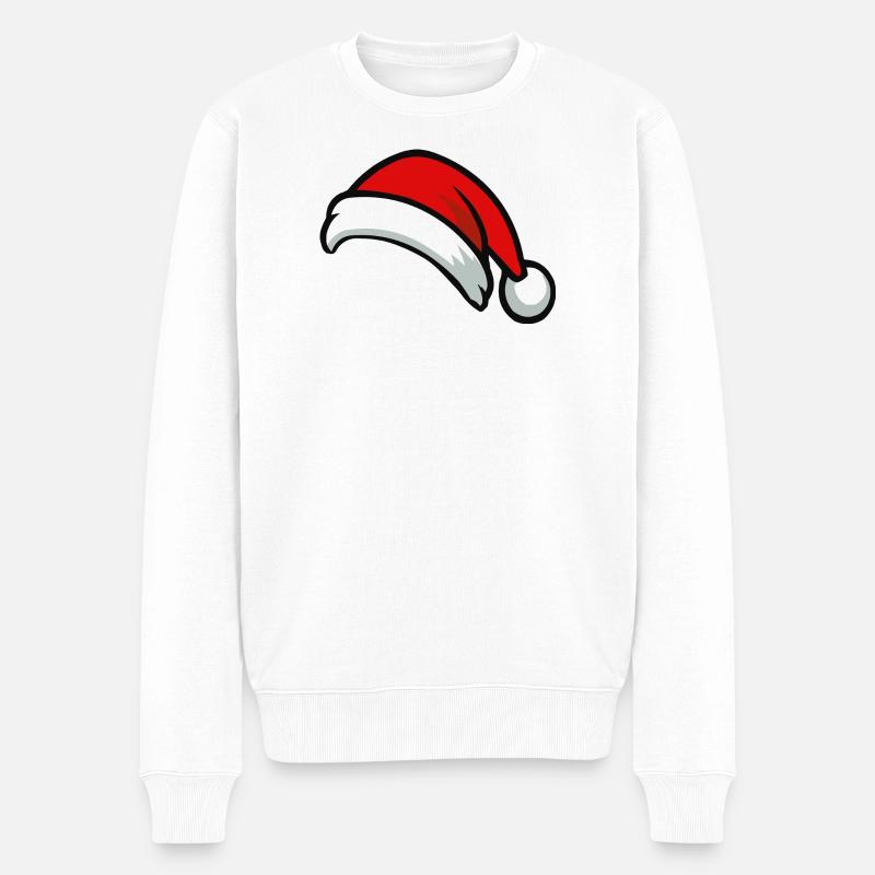 Santa Hut Graphic - Männer Premium Bio Pullover - Weiß
