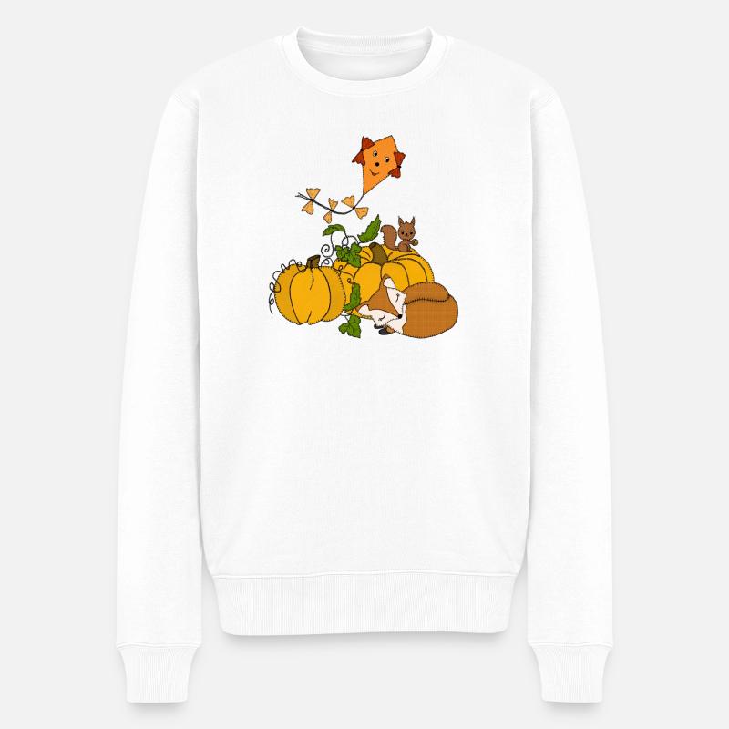 10_Kuerbis_im_Herbst - Männer Premium Bio Pullover - Weiß