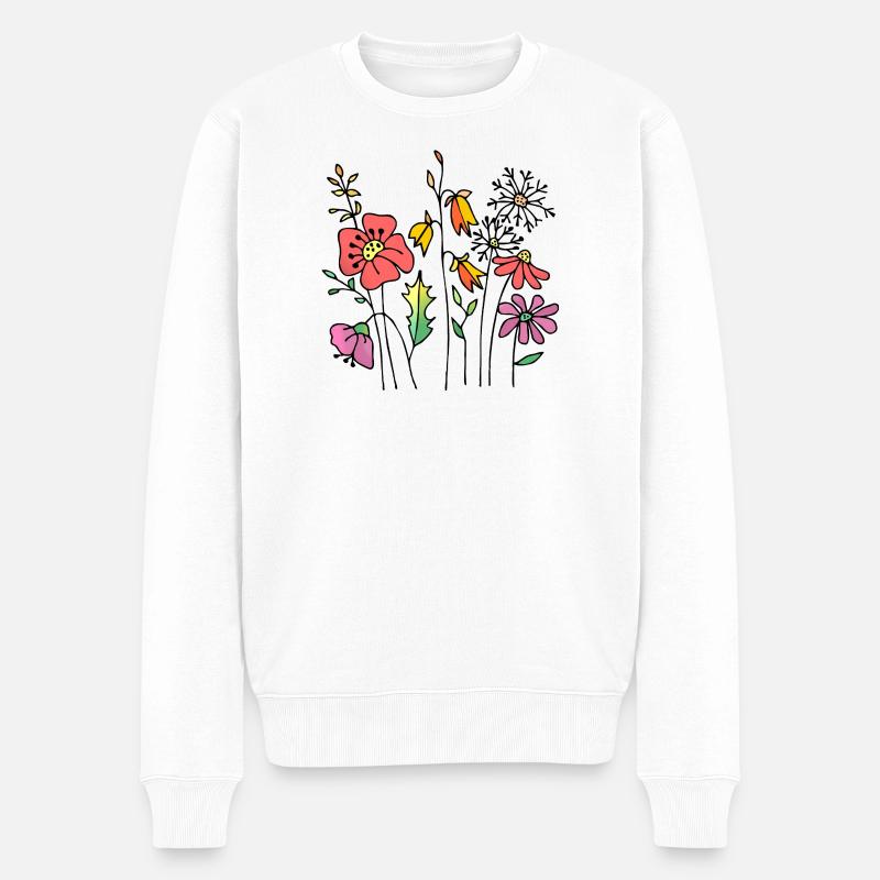Blumen - Männer Premium Bio Pullover - Weiß