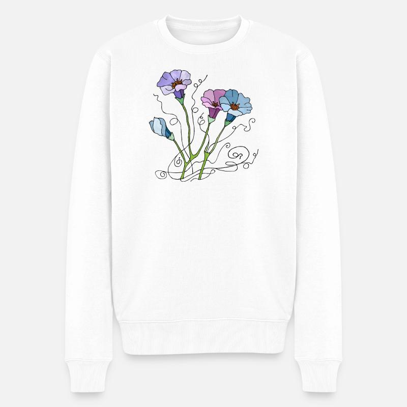 Blumen - Männer Premium Bio Pullover - Weiß