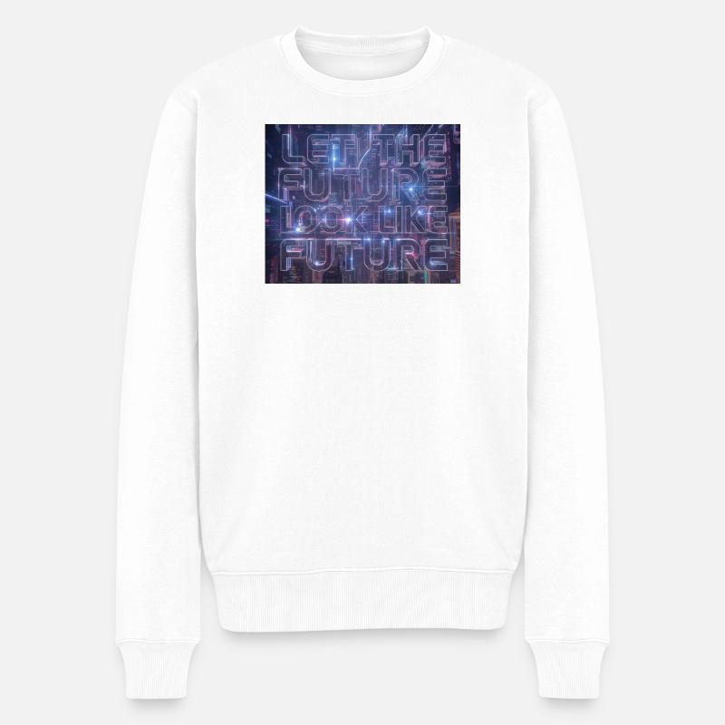 Neon Zukunftstypografie - Männer Premium Bio Pullover - Weiß