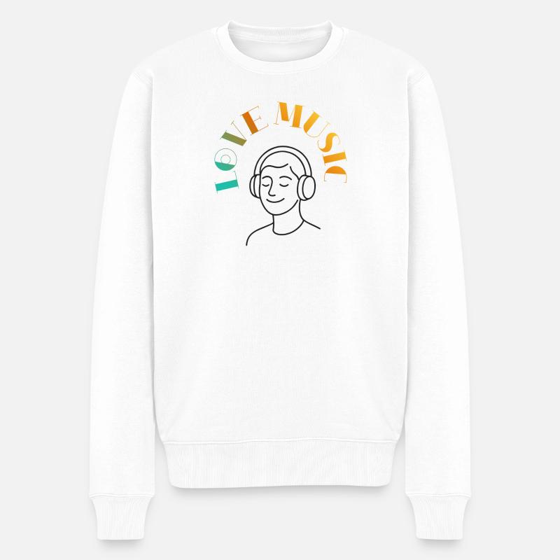 Musik ist Leben - Männer Premium Bio Pullover - Weiß