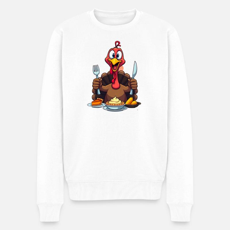 Thanksgiving Drôle Dinde de Thanksgiving - Pull Premium bio Homme - blanc