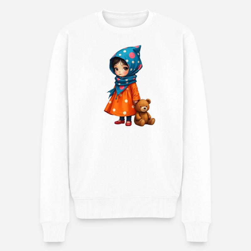 Fille à pois et ours - Pull Premium bio Homme - blanc