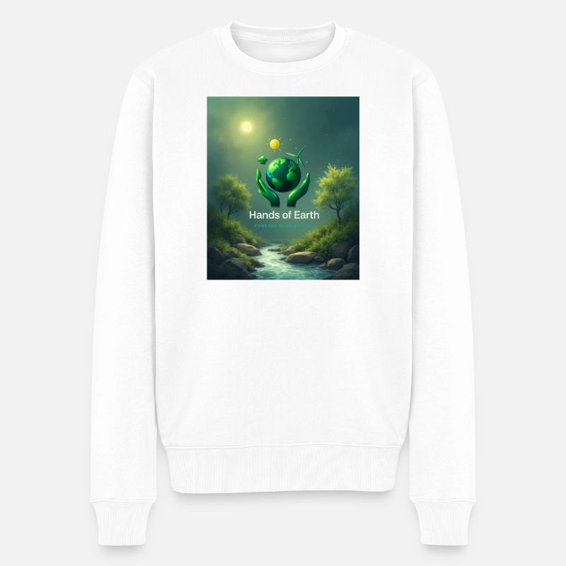 La Terre entre des mains vertes - Pull Premium bio Homme - blanc
