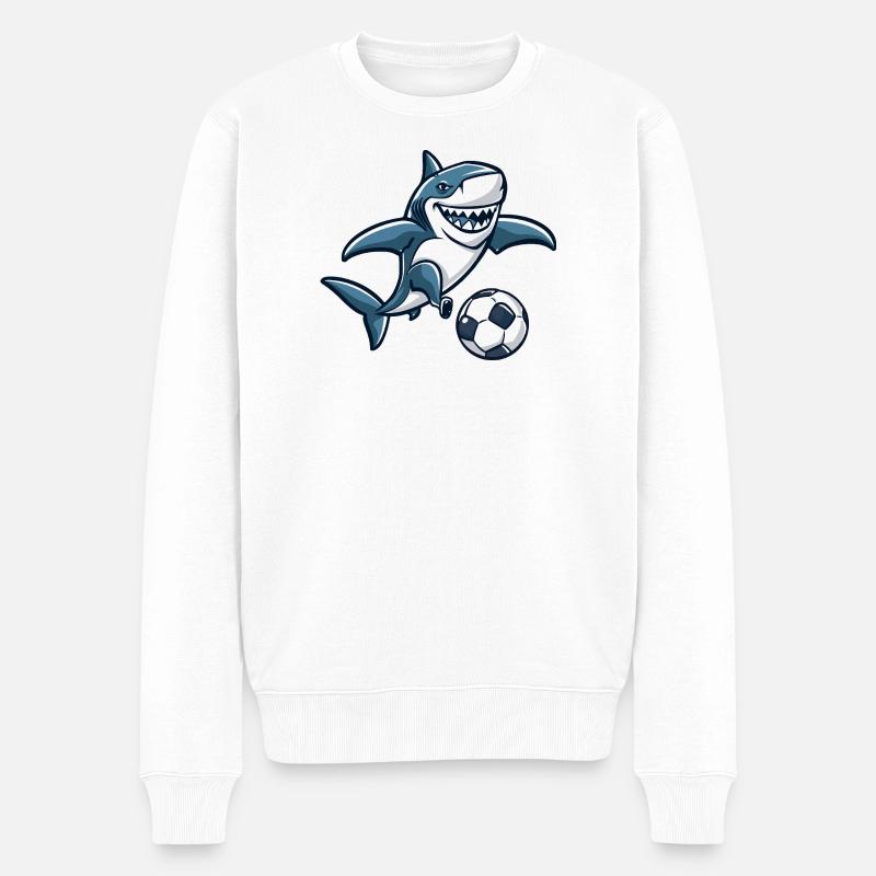 Hai Fußball - Männer Premium Bio Pullover - Weiß