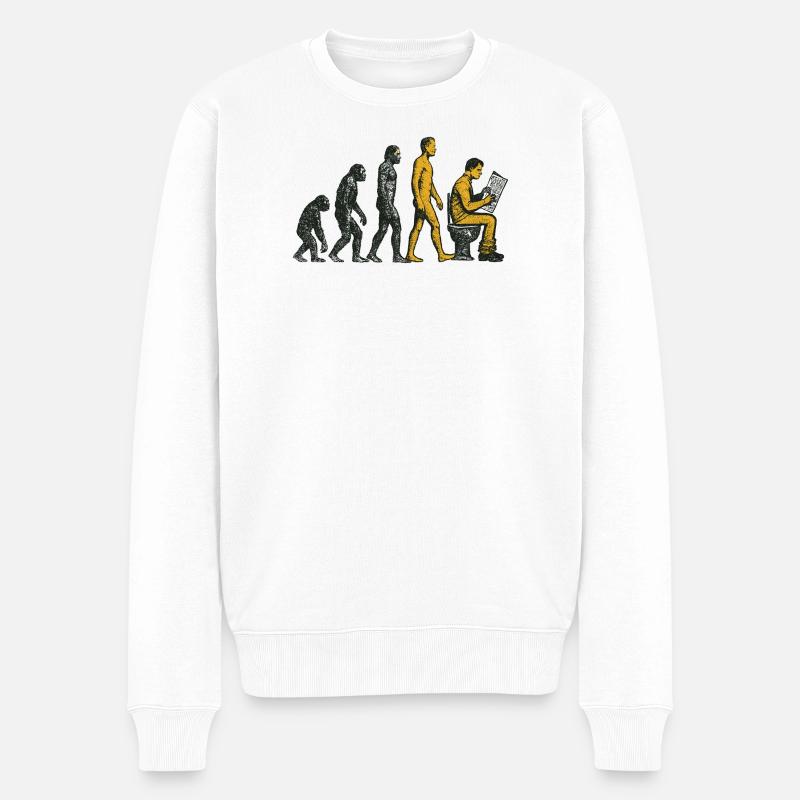 Evolution zum Klo-Mann Grunge Lustig - Männer Premium Bio Pullover - Weiß