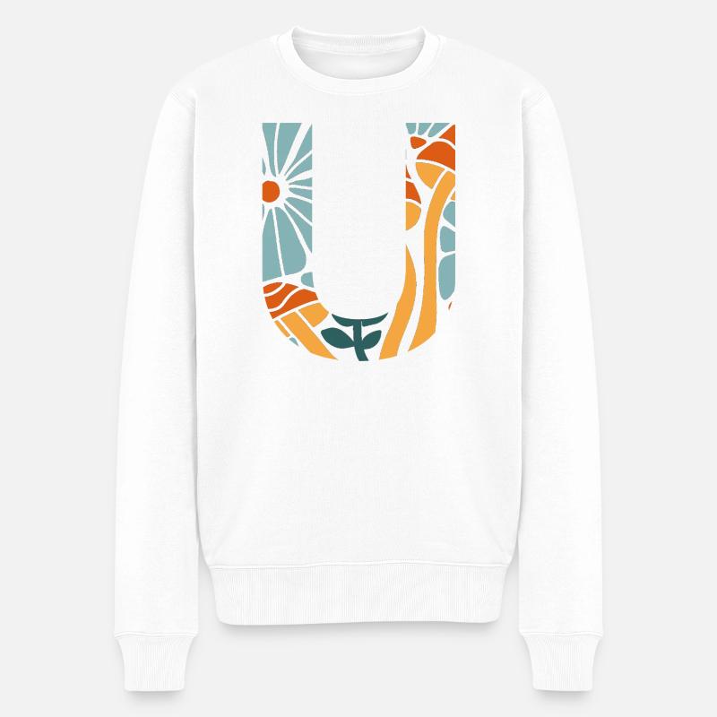 Brief u groovy Blumen Geschenkidee - Männer Premium Bio Pullover - Weiß