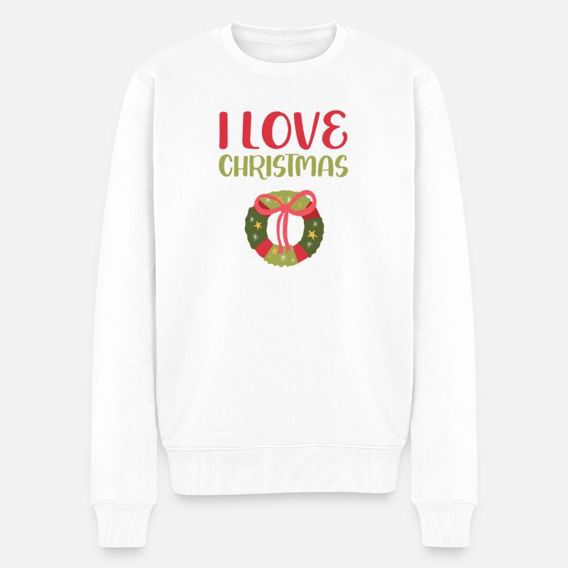 Ich Liebe Weihnachten - Männer Premium Bio Pullover - Weiß