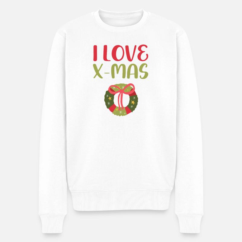 Ich Liebe Xmas Weihnachten - Männer Premium Bio Pullover - Weiß