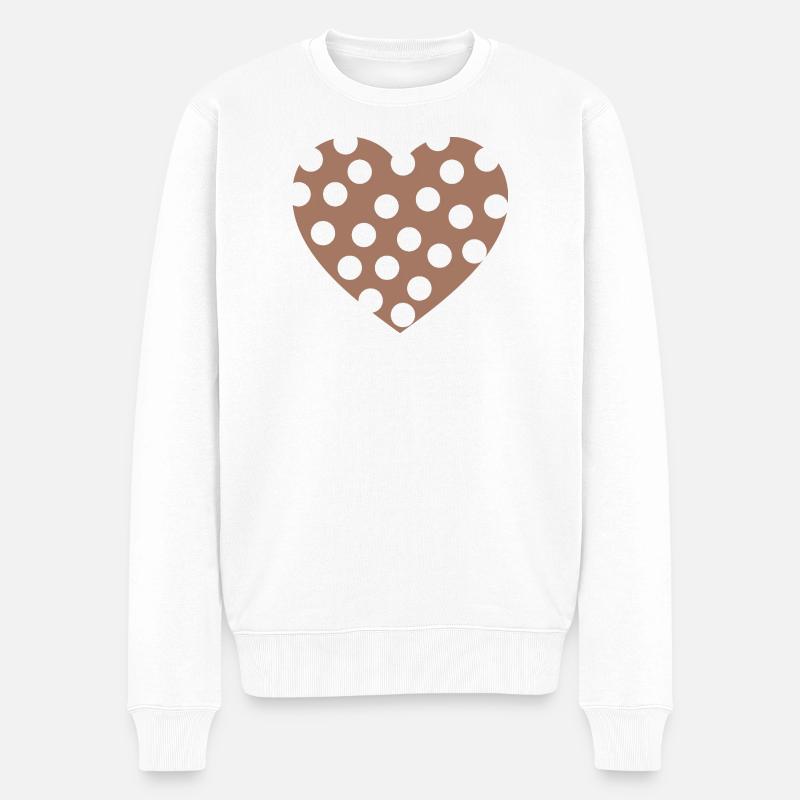 Mokka-Herz mit Löchern - Männer Premium Bio Pullover - Weiß