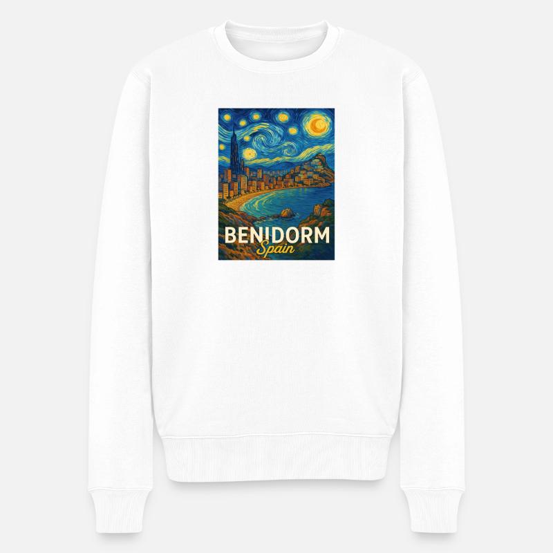 Benidorm, Espagne - Pull Premium bio Homme - blanc