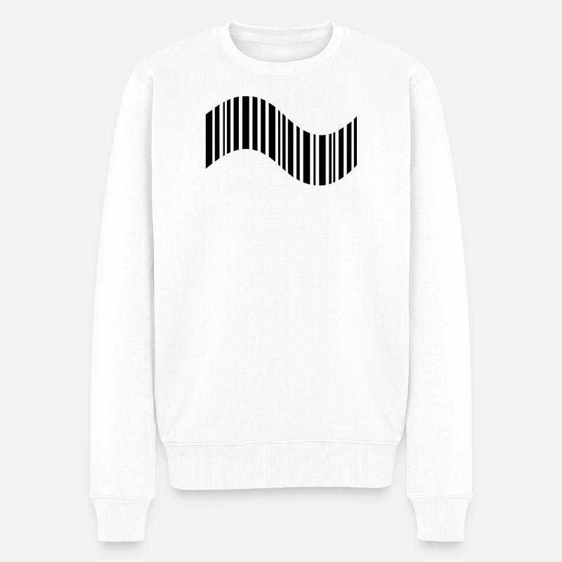 Barcode in Wellenform - Männer Premium Bio Pullover - Weiß