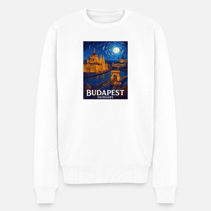 Budapest, Hongrie - Pull Premium bio Homme - blanc
