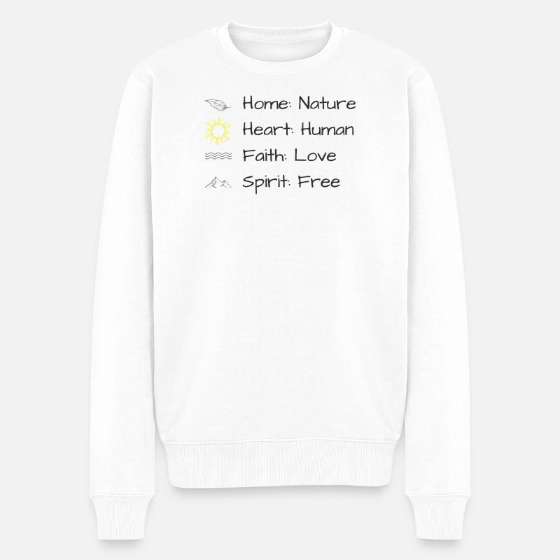 Verbunden mit allem - Männer Premium Bio Pullover - Weiß