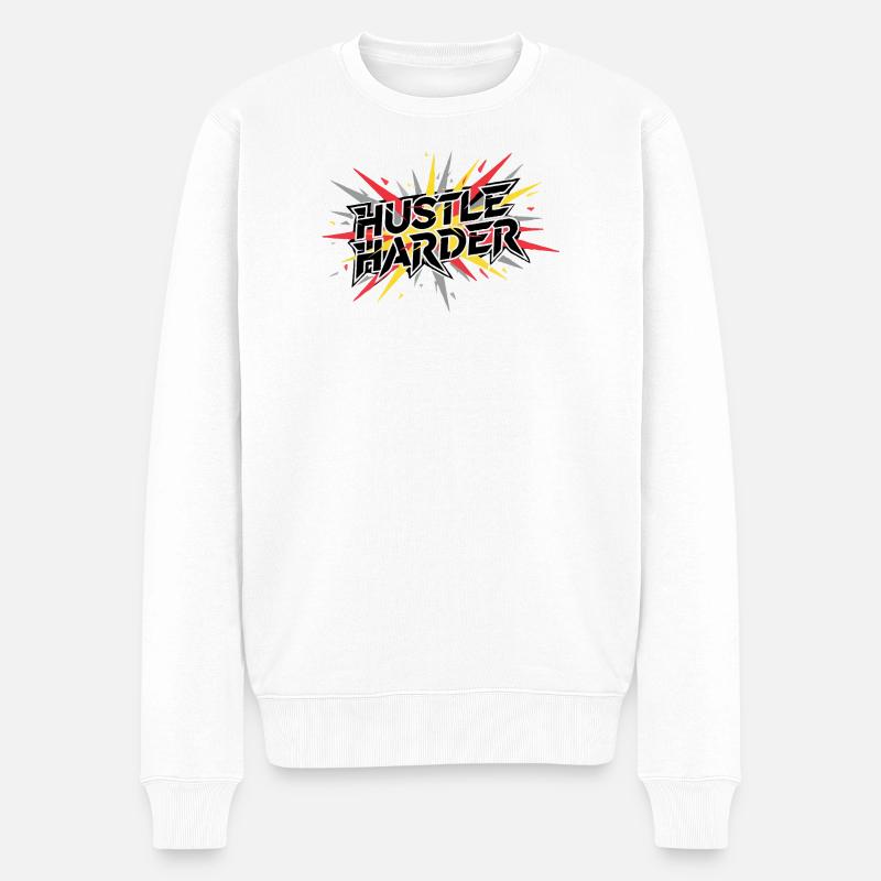 Hustle Harder Graffiti Pulse - Männer Premium Bio Pullover - Weiß