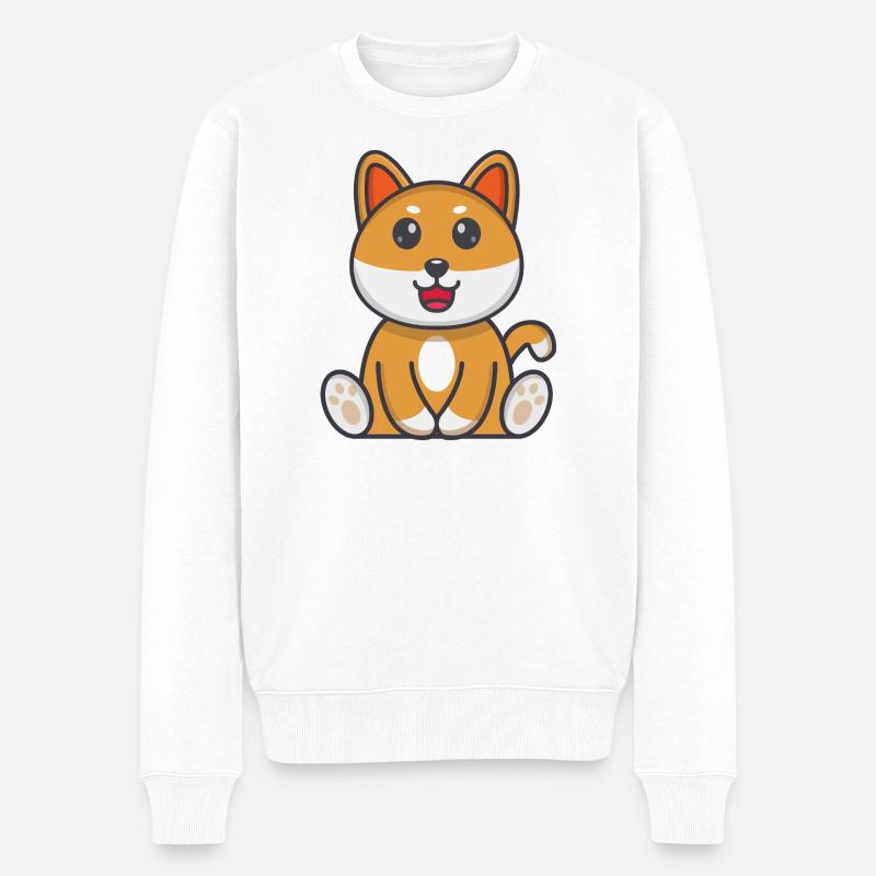 Hund - Männer Premium Bio Pullover - Weiß