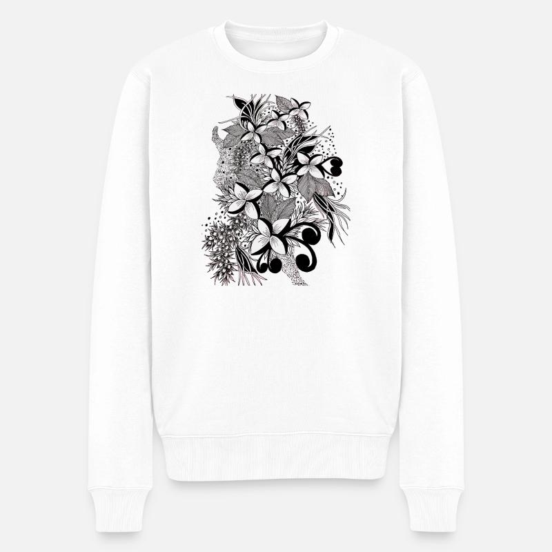 Lignes de fleurs monochromes - Pull Premium bio Homme - blanc