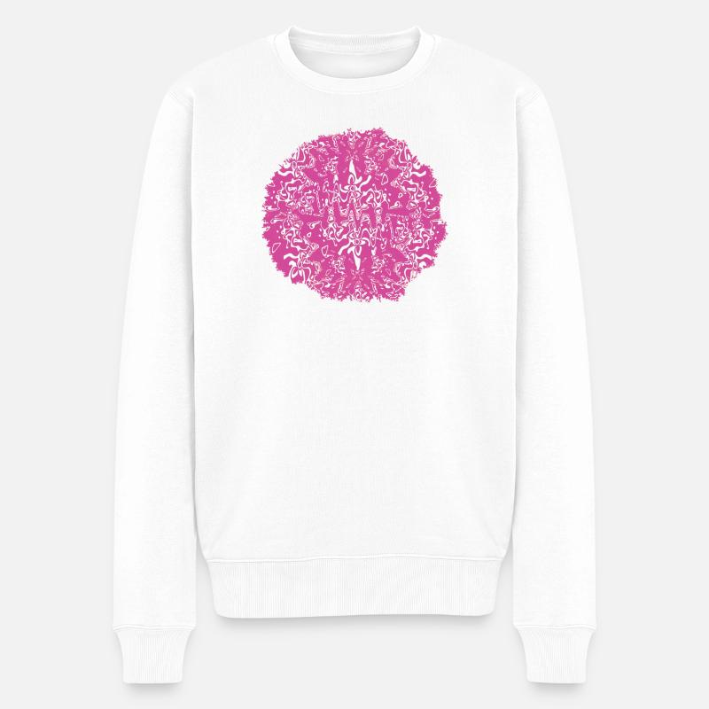 Kreisrose Pinkes Muster - Männer Premium Bio Pullover - Weiß