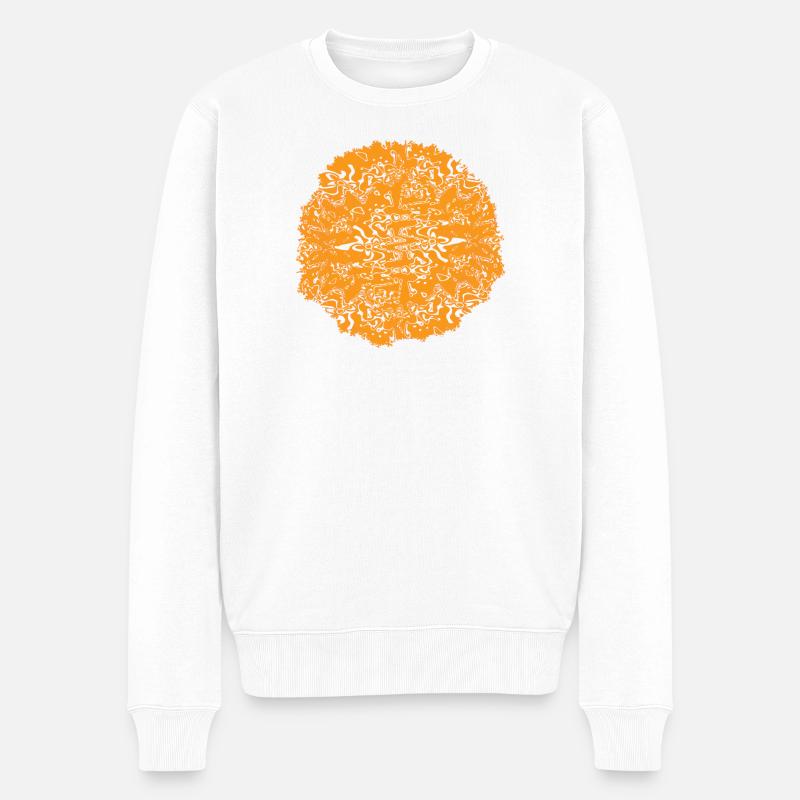 Orangen Kreisornament - Männer Premium Bio Pullover - Weiß