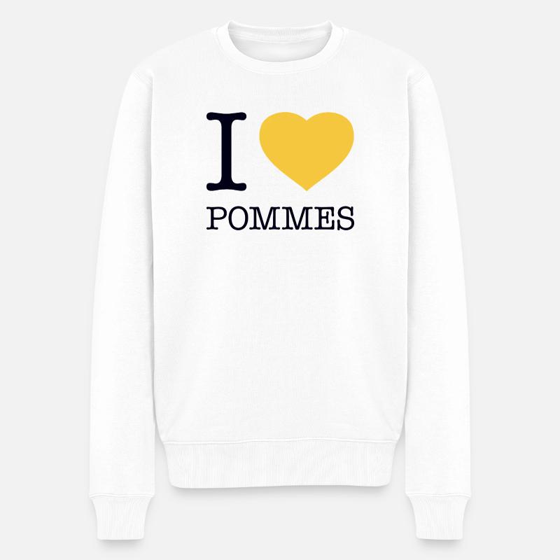 I love Pommes - Männer Premium Bio Pullover - Weiß