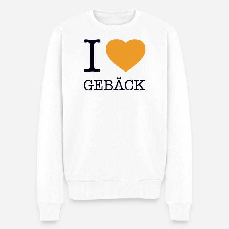 I love Gebäck - Männer Premium Bio Pullover - Weiß