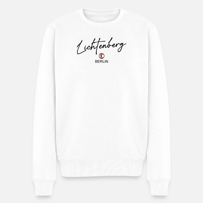 Lichtenberg - Berlin Flagge - Berliner Bär - Männer Premium Bio Pullover - Weiß