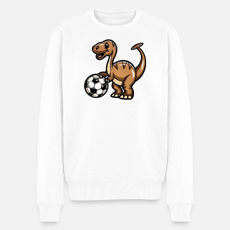 Dino Soccer Comic - Männer Premium Bio Pullover - Weiß