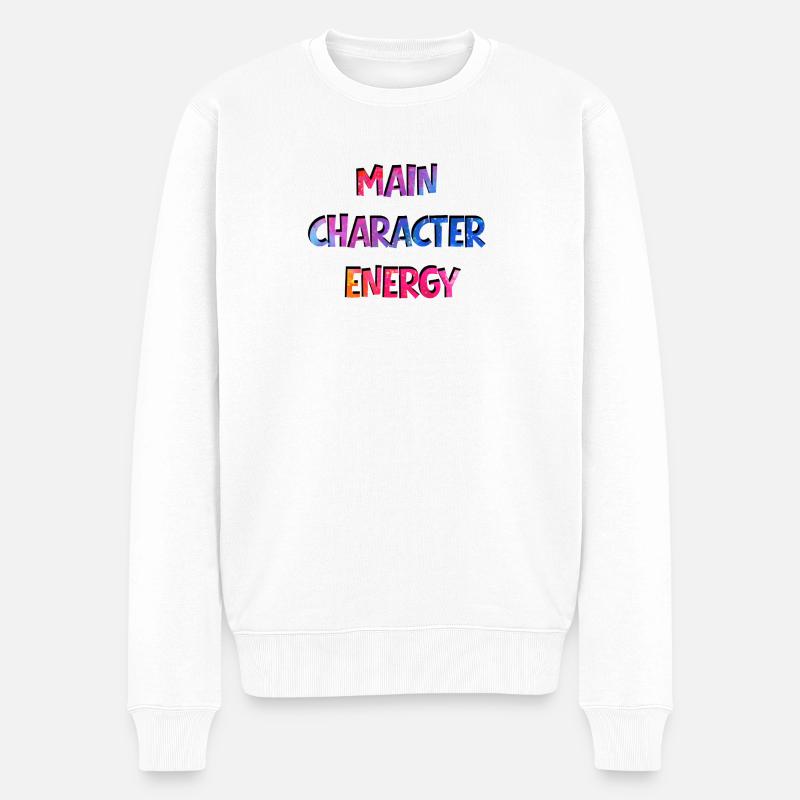Main Character Energy - Männer Premium Bio Pullover - Weiß
