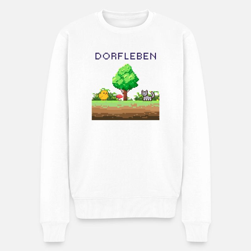Dorflleben Pixelwelt - Männer Premium Bio Pullover - Weiß