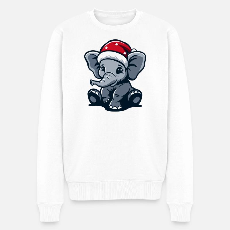 Elefant Weihnachten - Männer Premium Bio Pullover - Weiß