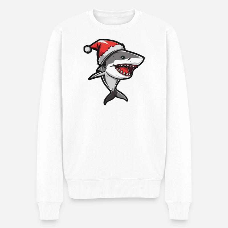 Noël requin - Pull Premium bio Homme - blanc