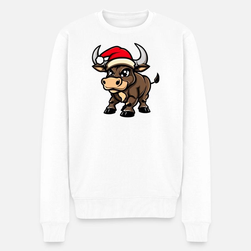 Stier Weihnachten - Männer Premium Bio Pullover - Weiß
