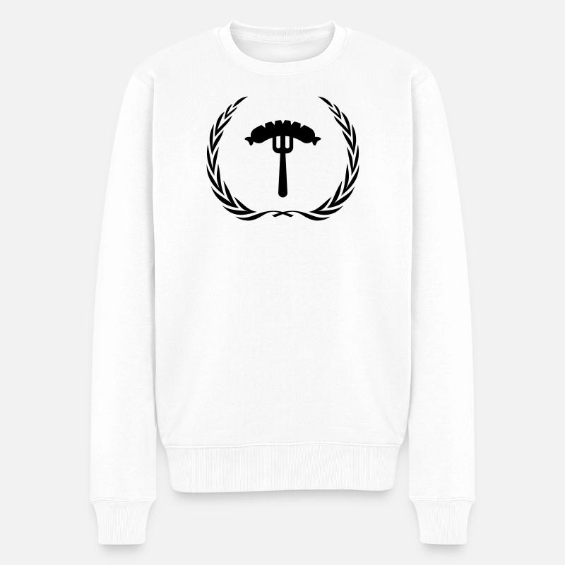 Wurst Gabel Würstchen - Männer Premium Bio Pullover - Weiß