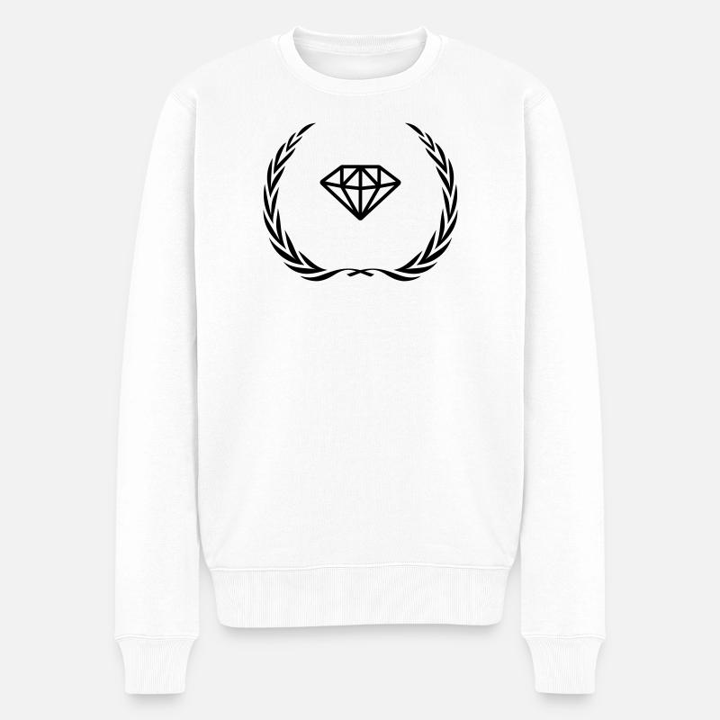 Diamant Symbol Kranz - Männer Premium Bio Pullover - Weiß