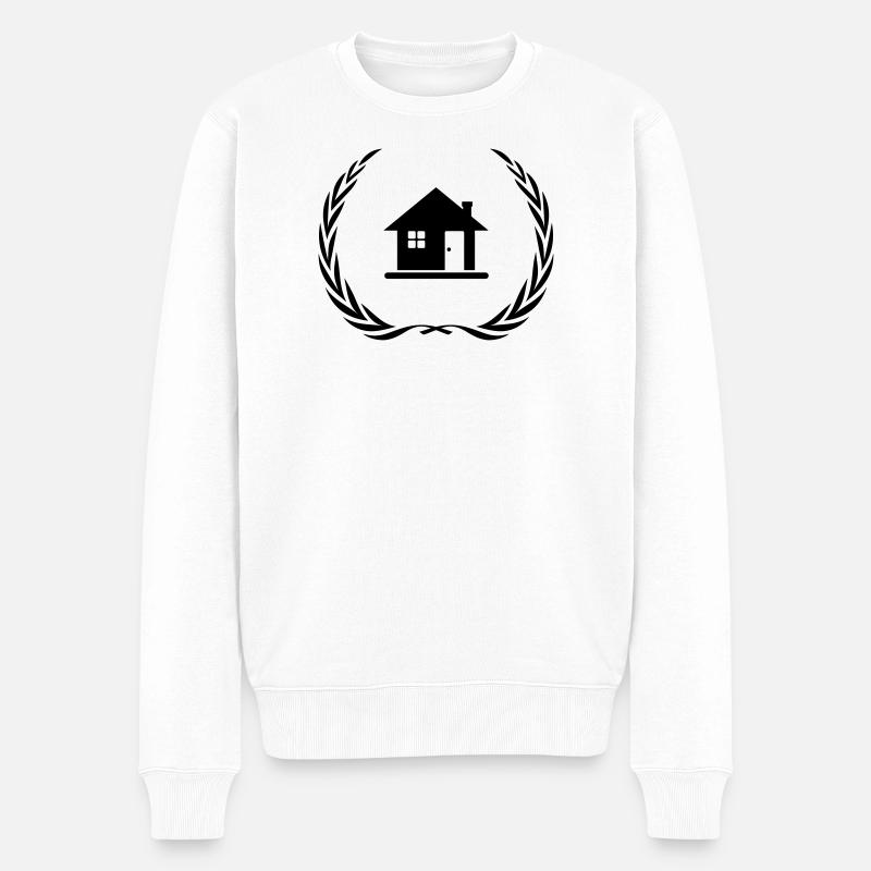 Haus Symbol Home Kranz - Männer Premium Bio Pullover - Weiß