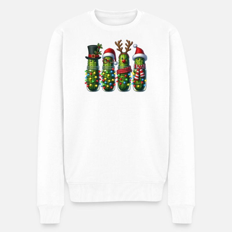 Gurken Weihnachtstruppe Lichter - Männer Premium Bio Pullover - Weiß