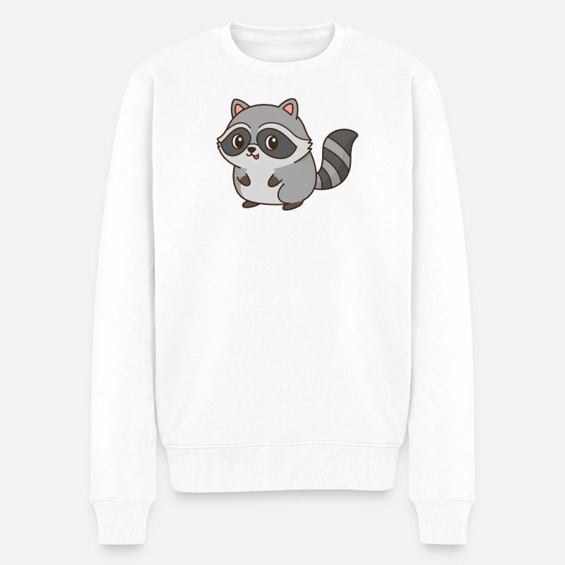 Waschbär - Männer Premium Bio Pullover - Weiß