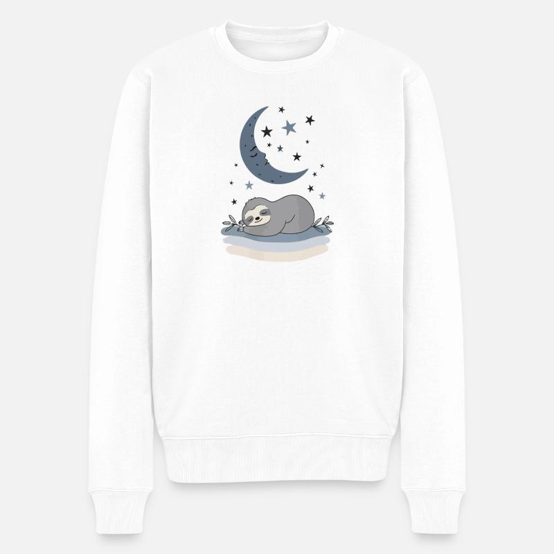 Mondschlaf-Faultier - Männer Premium Bio Pullover - Weiß