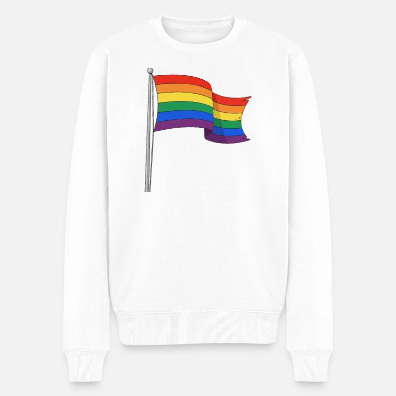 Regenbogenflagge kurvige Strecken - Männer Premium Bio Pullover - Weiß
