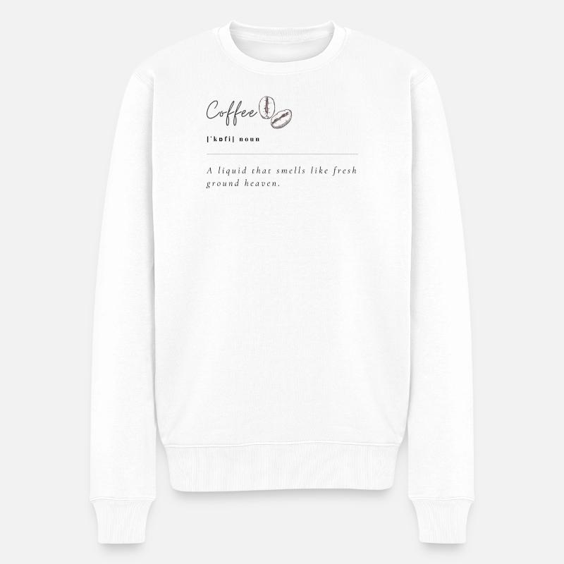 Kaffee-Bohnen Minimal-Print - Männer Premium Bio Pullover - Weiß