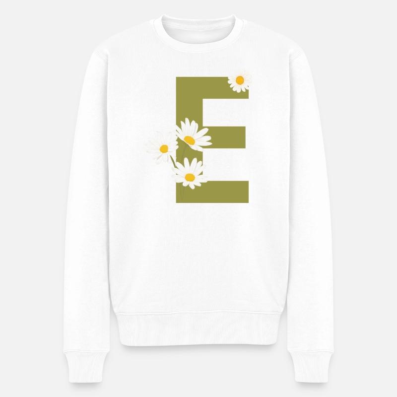 Grüne Gänseblümchen Brief - Männer Premium Bio Pullover - Weiß