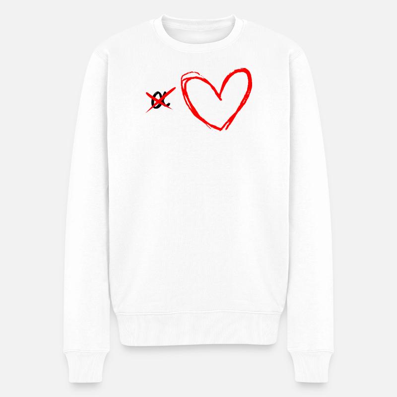 Ich bin kein Alpha Design mit rotem Herz - Männer Premium Bio Pullover - Weiß