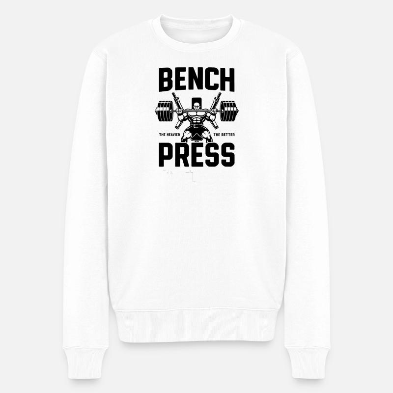 Emblème d’haltères longs - Pull Premium bio Homme - blanc